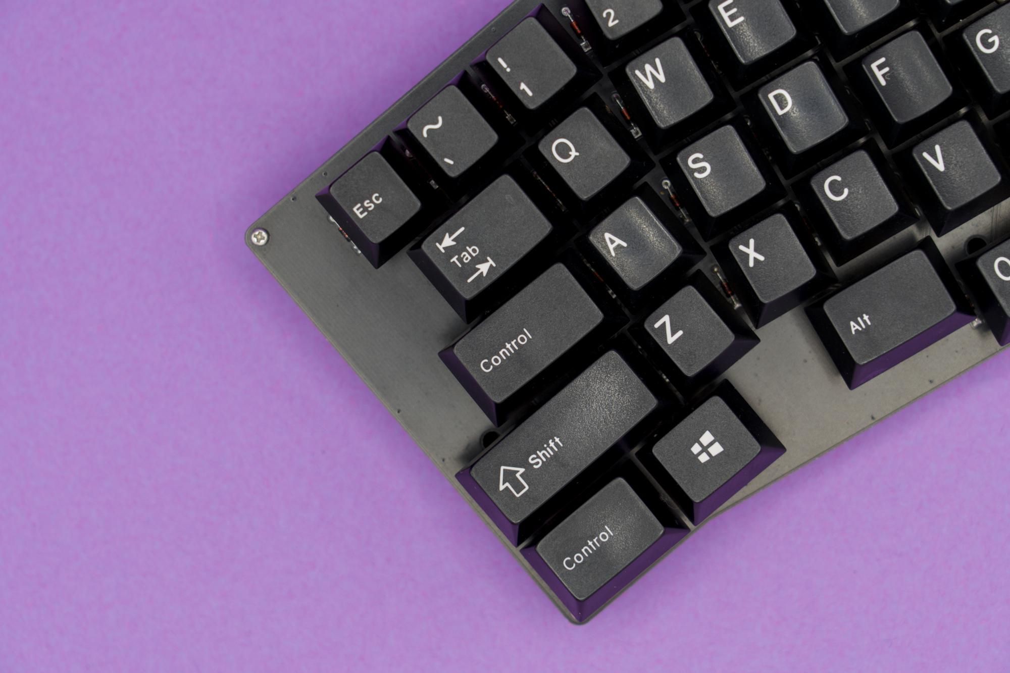 Detail view of the left part of the keyboard.