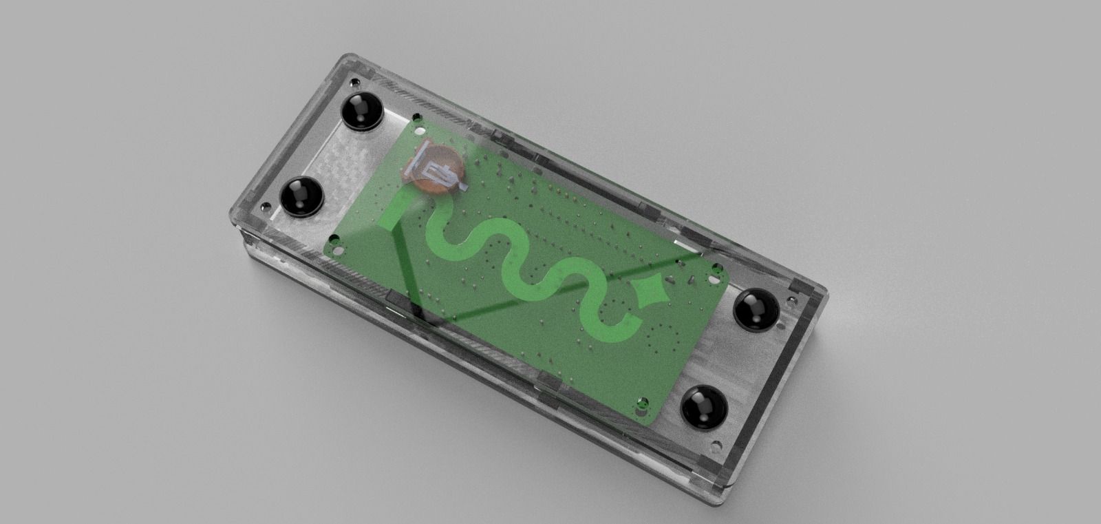 Bottom view showing the Numi logo engraved in the bottom case acrylic.