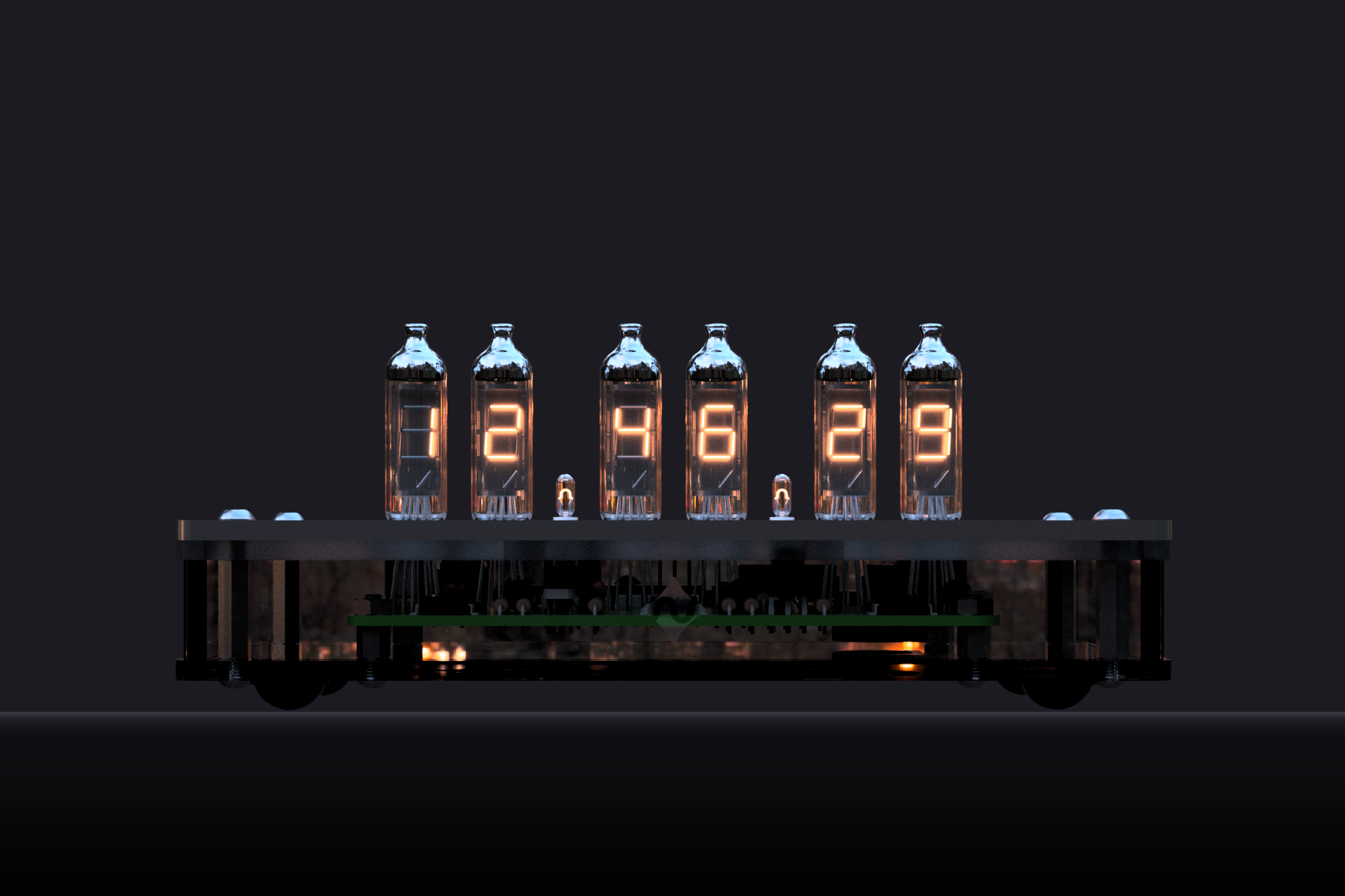 Numi clock from the front showing the time 12:46:29.