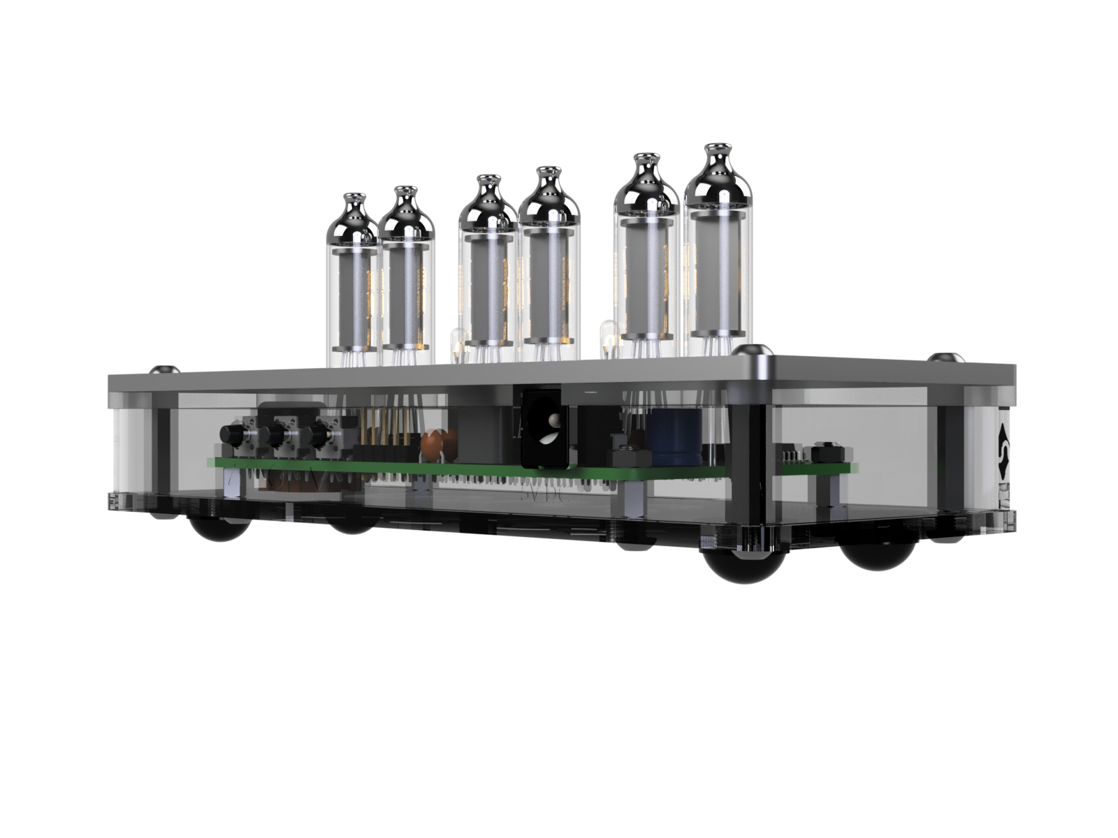 Rear view of Numi with three pushbuttons and power socket visible.